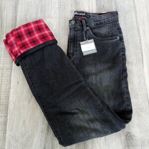 Eddie Bauer Boyfriend Jeans Flannel Lined New w/ Tags Relaxed fit Black